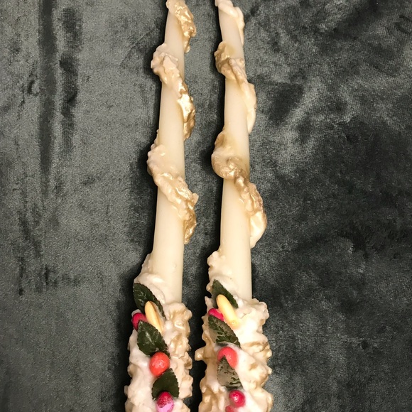 Vintage Pair Of Penn Candle Tall Decorative White Holiday Christmas Candles - Picture 11 of 12